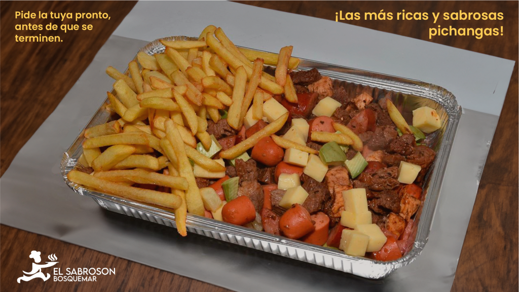 Pichanga con textos al rededor "¡Las más ricas y sabrosas pichangas!"