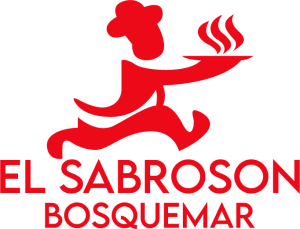 Imagotipo del restaurante El Sabroson Bosquemar, el cual es un chef llevando un plato en color rojo.
